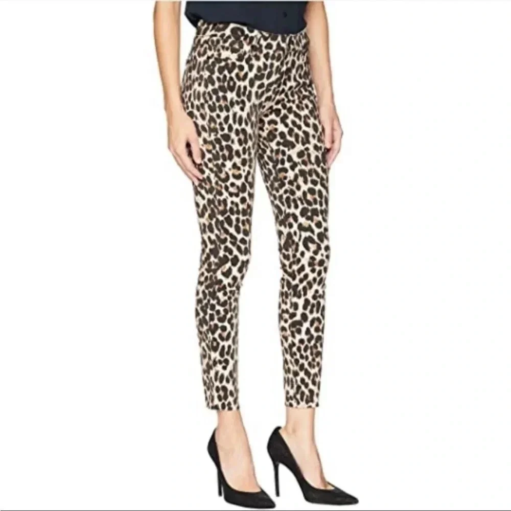 Paige Hoxton ankle leopard raw hem denim